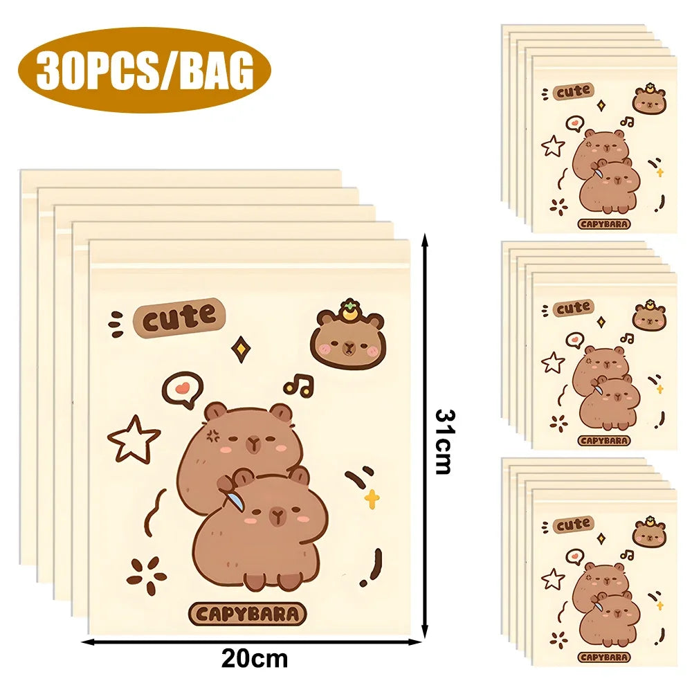 90-30pcs Cartoon Capybara Car Disposable Garbage Bag Portable Universal Auto Door Seat Household Thickened Desktop Trash Can