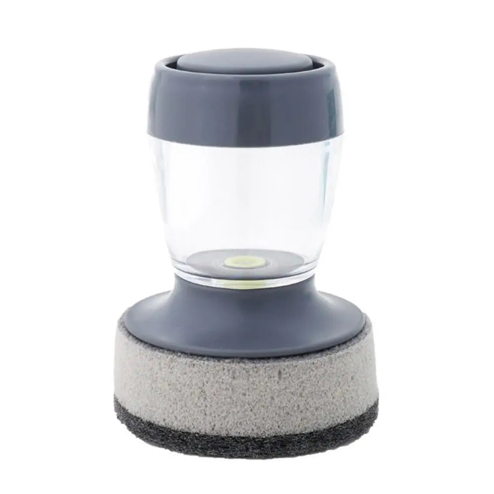 Upright Liquid Adding Pot Washing Brush Detachable Replaceable Brush Head Soap Dispensing Dish Washing Brush Grey
