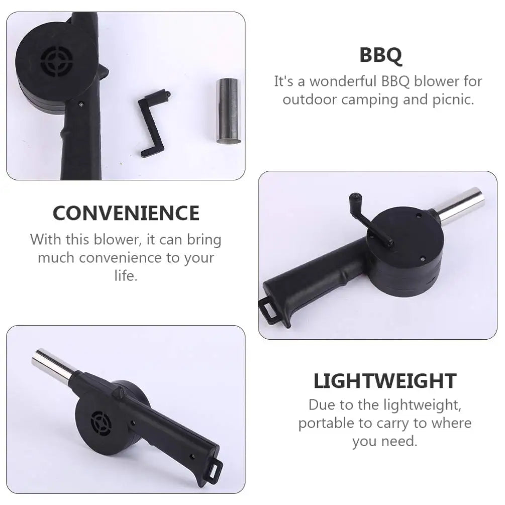 Hand-cranked Air Blower Barbecue Fan Mini Portable BBQ Grill Fire Bellows Picnic Camping Accessories Outdoor Hand Tools