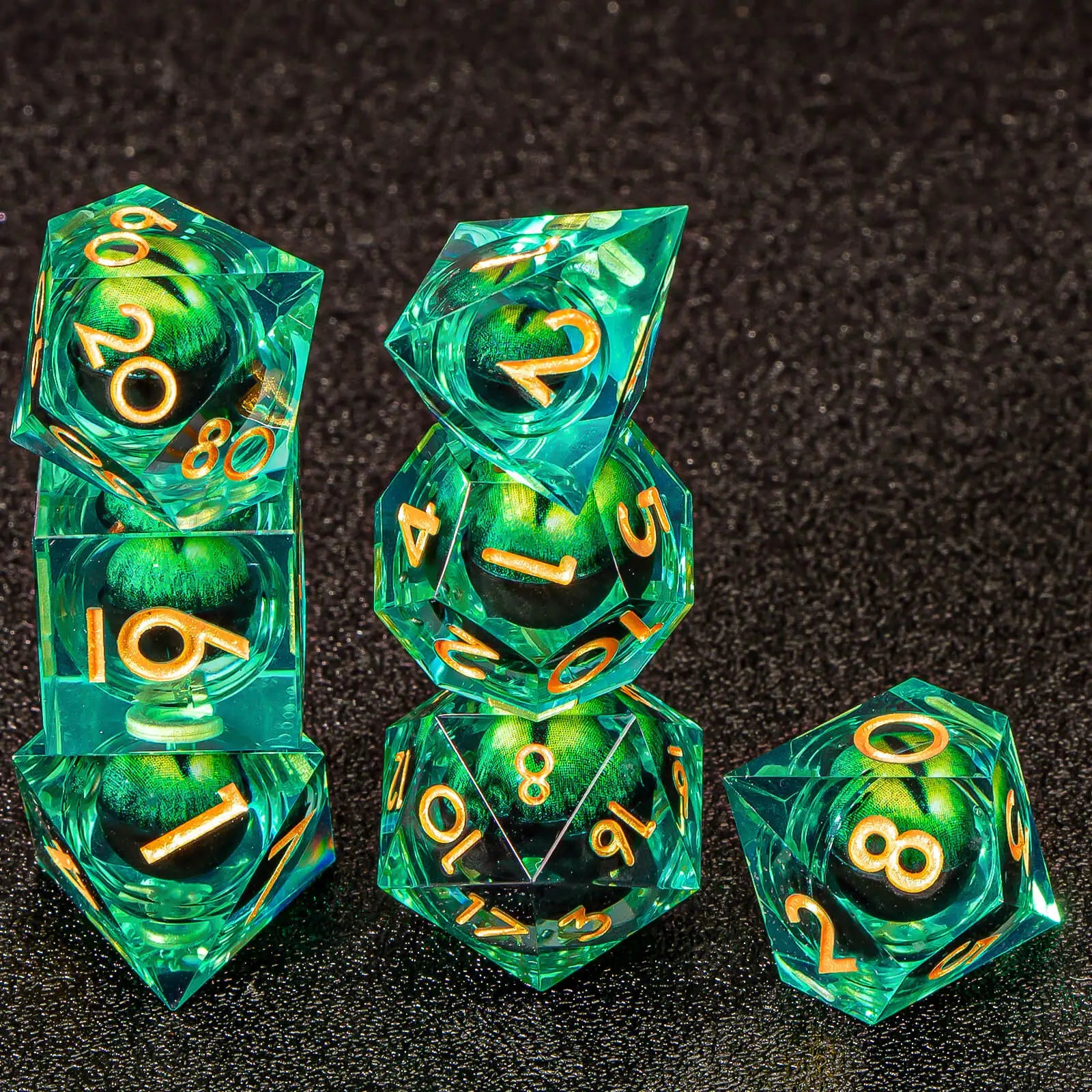 7pcs Dragon Eye D&D Dice Set DND, Sharp Edge Resin Liquid Core Dungeon and Dragon Dice, Role Playing Dice D20 D12 D10 D8 D6 D4