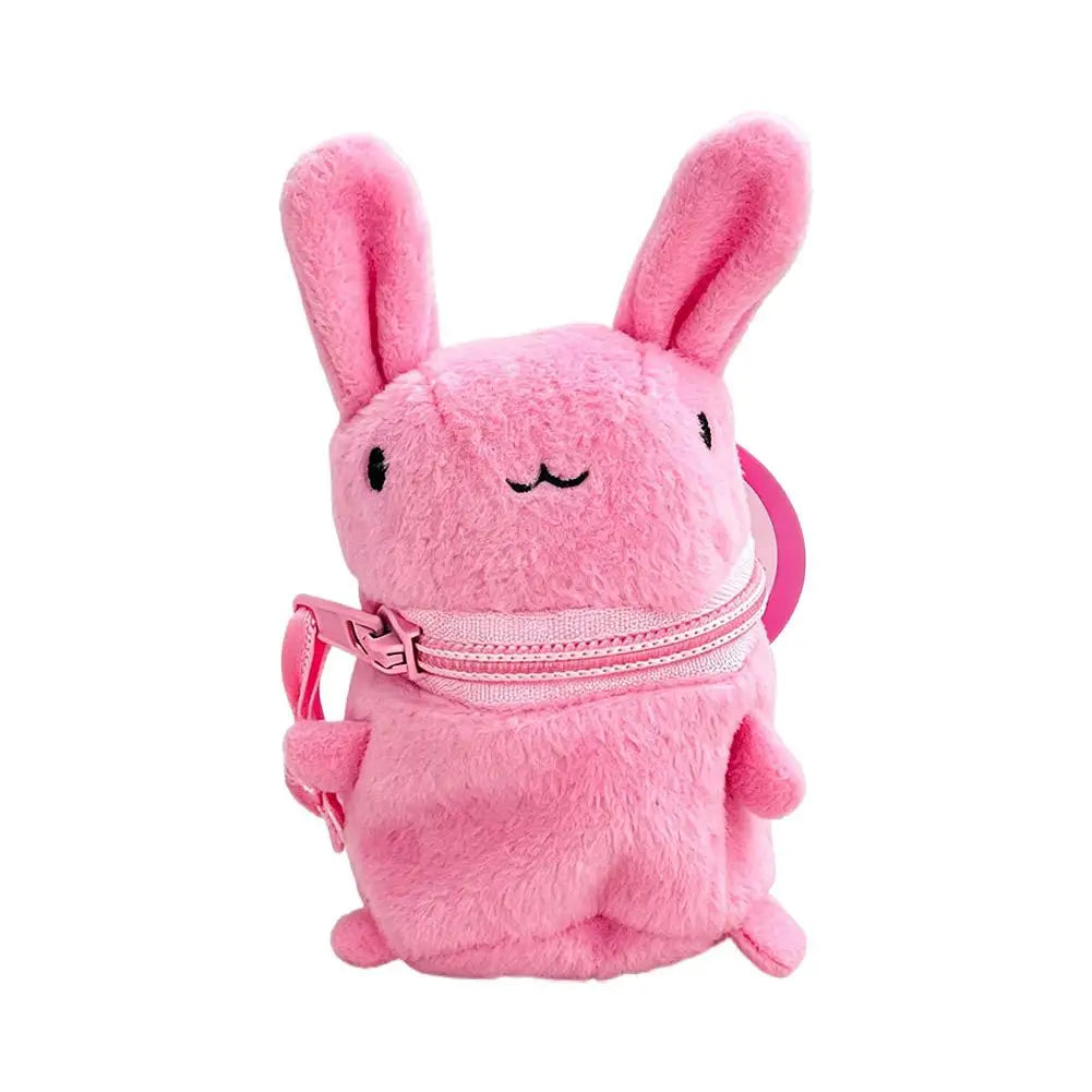 Cute Pink Fluffy Rabbit Coin Purse Keychain Cartoon Plush Doll Bag Charm Kawaii Mini Wallet Pendant Festival Gift