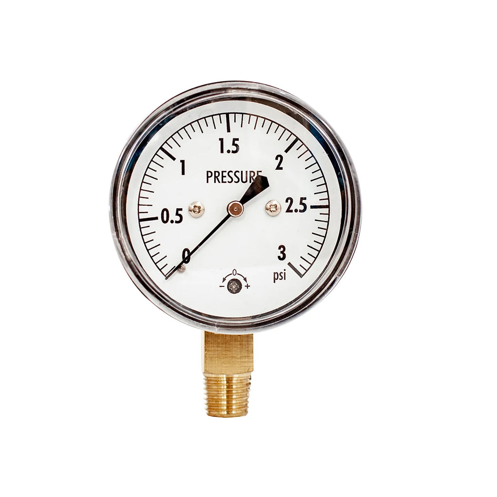 JIVTO Low Capsule Pressure Gauge 2-1/2  Dia, 1/4 NPT Lower Mount 3, 5,10 Psi 15, 20,30,60 IWC