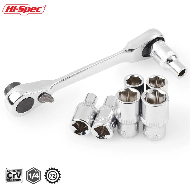 Mini 1/4 inch Double Ended Quick Socket Ratchet Wrench Socket Screwdriver Bit Driver Quick Release Ratchet Wrench Hand Tools