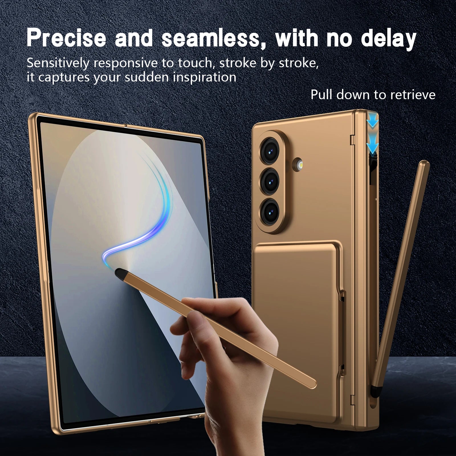 Hinge Wallet Card Slot Bracket Phone Case for Samsung Galaxy Z Fold 5 6 7 8Ultra with Screen Glass Protect Film S Pen Slot Cover