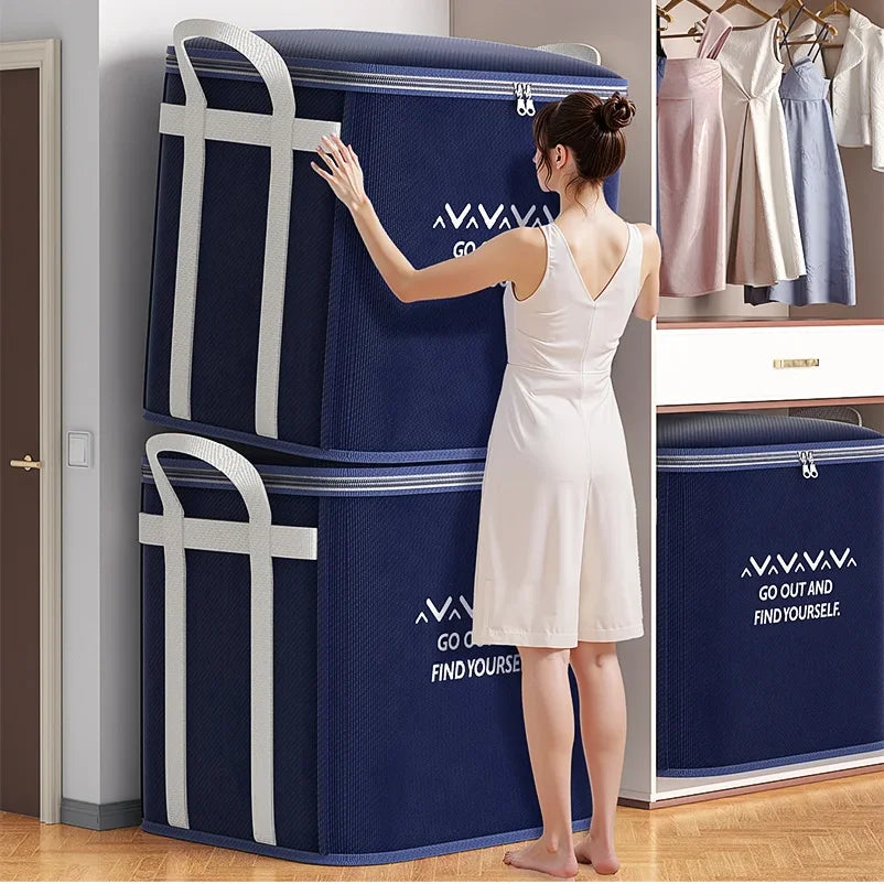Extra Large Storage Bag with Reinforced Handles for Clothes, Comforters, Blankets, Bedding & Toys Organizer