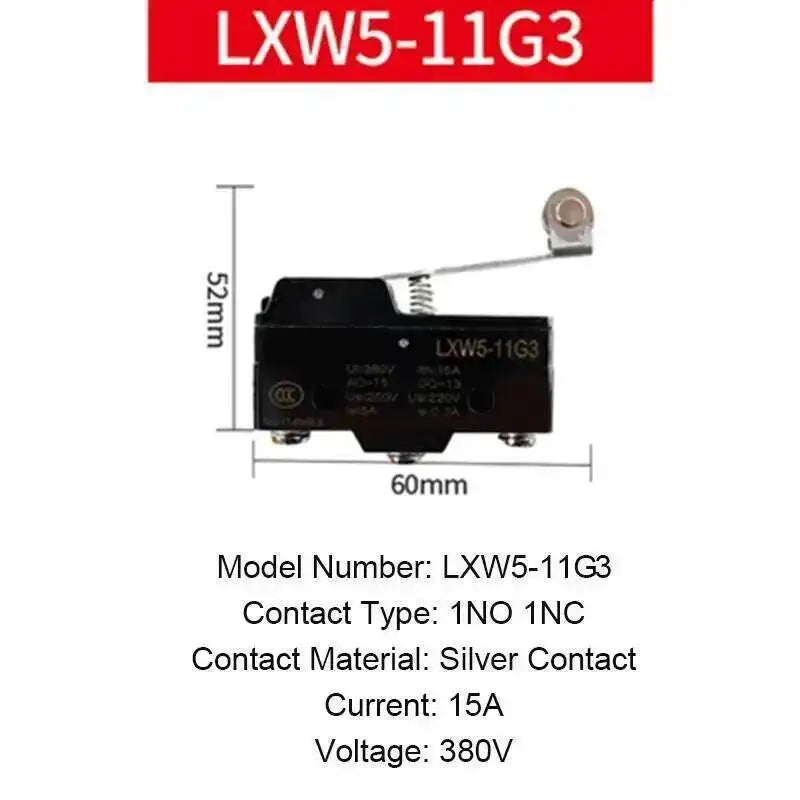 5pcs Micro Limit Switch Small Limiter Travel Switches LXW5-11G1/G2/Q1/M3 Screw Foot 1NO 1NC Silver Contact