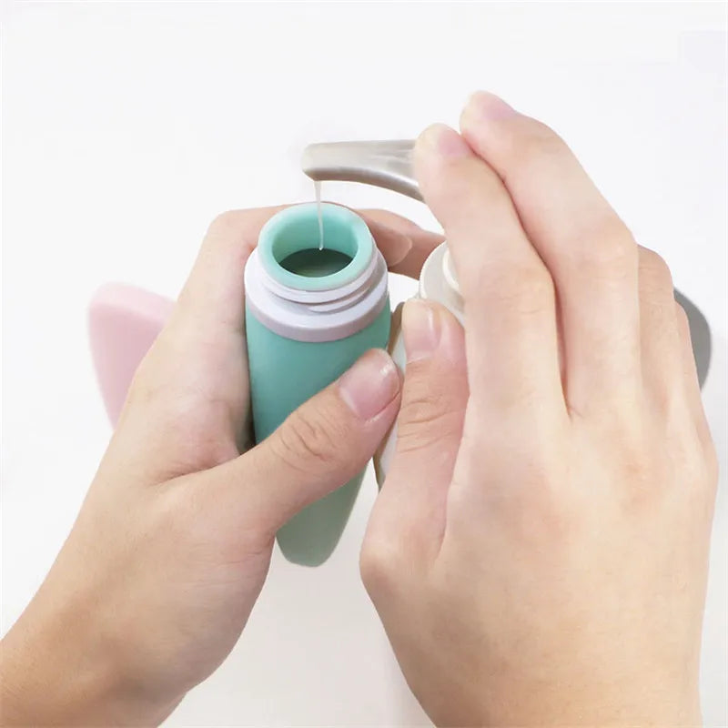 30/60/90ML Silicone Travel Cosmetics Bottles Empty Refillable Liquid Container Shampoo Trip Shower Cream Gel Squeeze Containers