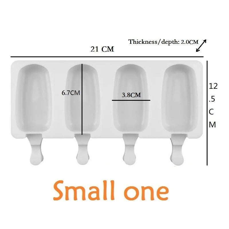 popsicle silicone mold, 4 cavity popsicle molds, home DIY ice cream. Children's handmade cake, ice cream mold, oval cake