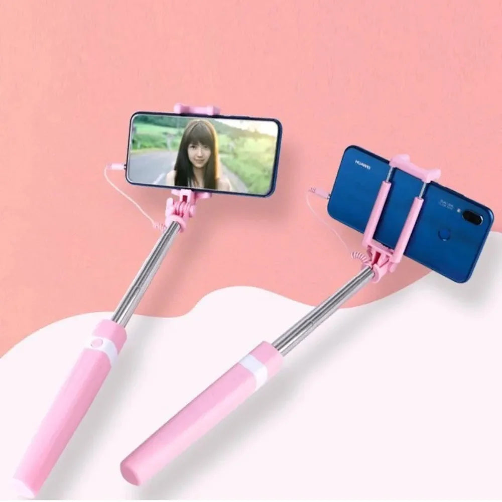 3.5mm Plug Mini Wire Controlled Selfie Stick Portable Retractable Portable Handheld Selfie Stick Mini Type-C Plug