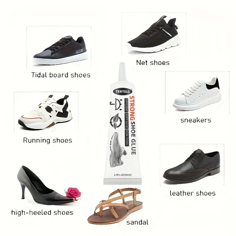 60ML Upgraded Clear Non-Toxic Shoe Glue High Low Temp Resistant Adhesive for Leather Sneakers