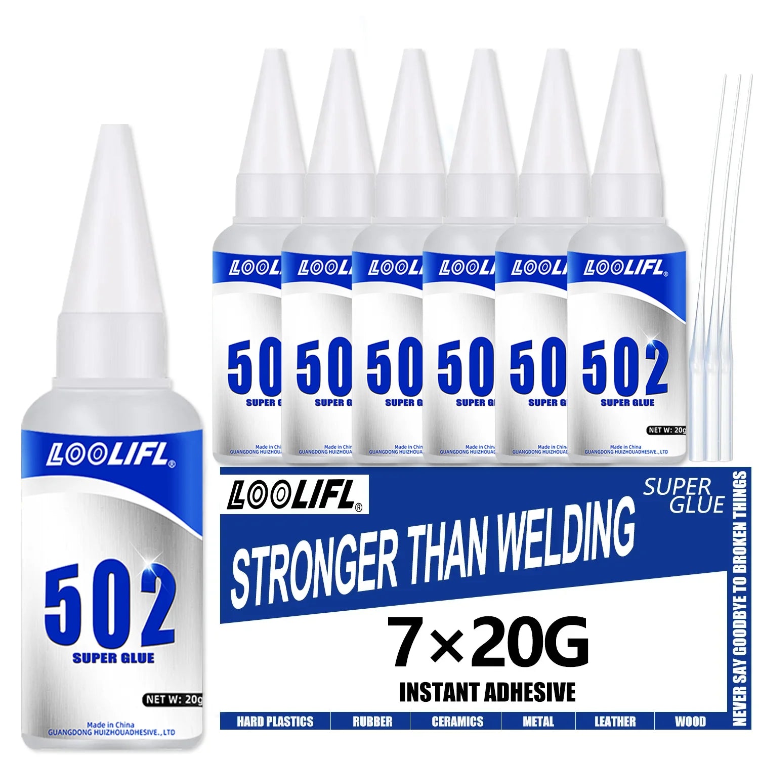 LOOLIFL 502 Super Glue 20g Instant Strong Adhesive Transparent Glue for Metal Plastic Wood Ceramics Universal Repair Tool 1-7pcs