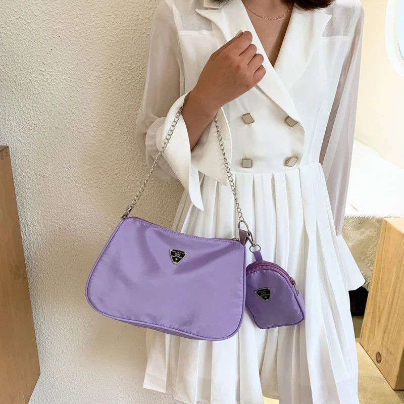 Lightweight Causal Handbag Set Crossbody Bag Nylon Shoulder Bag Handbag 2 in 1 Sling Bag Trend Hand Bag For Women