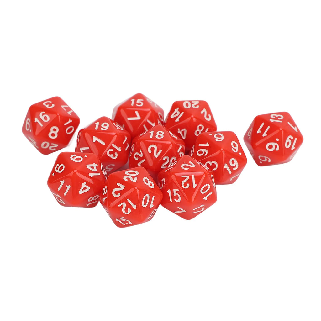 10PCS Polyhedral Dice Set Plastic Lightweight 20 Sided Dice for Role Playing Table Games Polyhedral Dice 1-20 Number