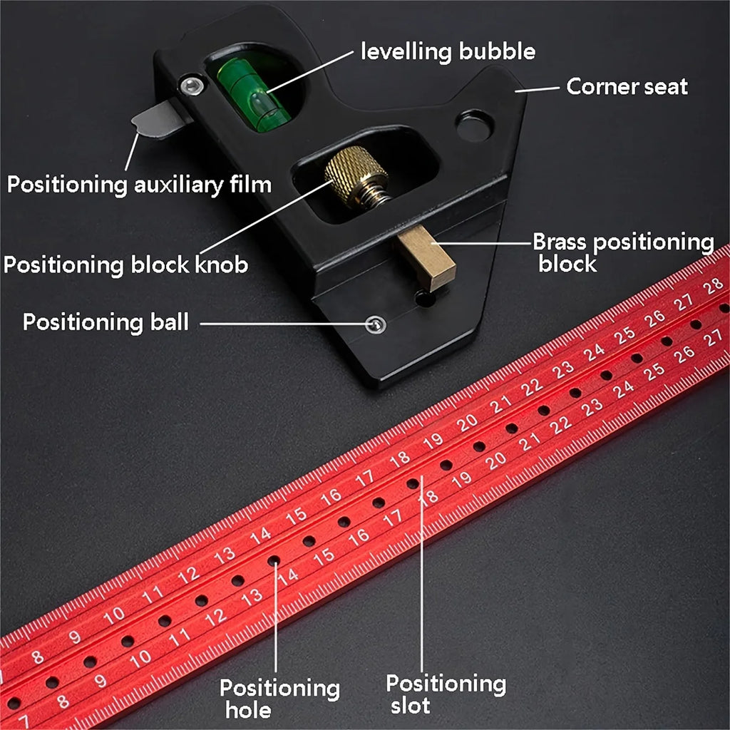 Multifunctional Carpenter's Combination Angles Ruler Metal Measuring Instrument For Accurate 90 Degree Angles Durable