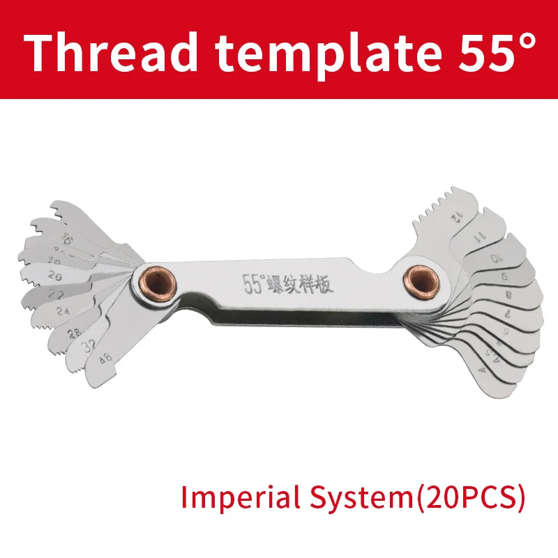 55/60 Degree Imperial Metric Thread Plug Gauge Thread Gear Tooth Gauge Measuring Centre 20PCS
