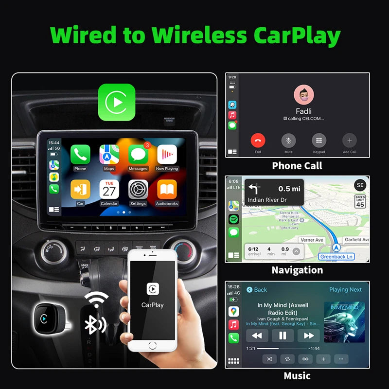 2 in 1 Wireless CarPlay Adapter Android Auto for Car 5G WiFi Plug Play Fast Connection Universal Fit for iPhone