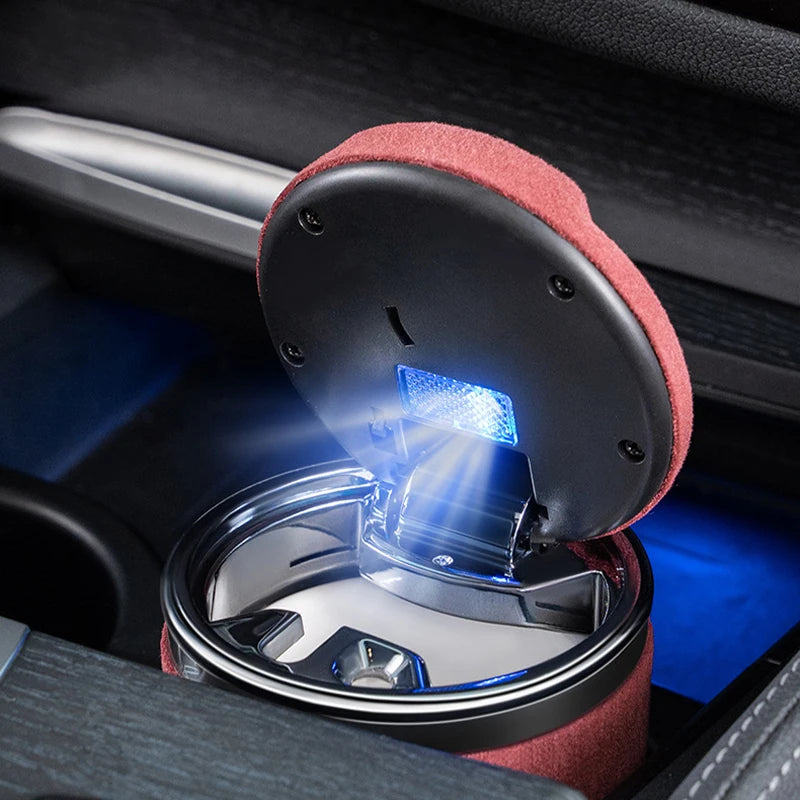 1Pc Universal LED Car Ashtray Portable, Odor Proof with Lid, Auto Smoking Accessories, Interior Night Light Decor for Cars