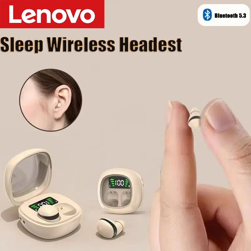 Lenovo Mini Bluetooth 5.3 Headset HD Hifi Earbuds Invisible Sleep Game Sports Headphones Touch Control Earphones for Men Women