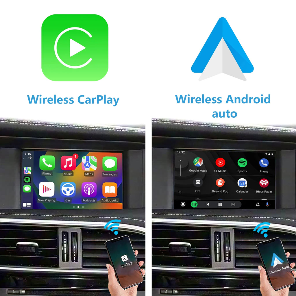 Wireless CarPlay & Android Auto for INFINITI QX30 Q30 2015-2018, Support OEM Bluetooth Audio, Steering Wheel, Mic and Camera