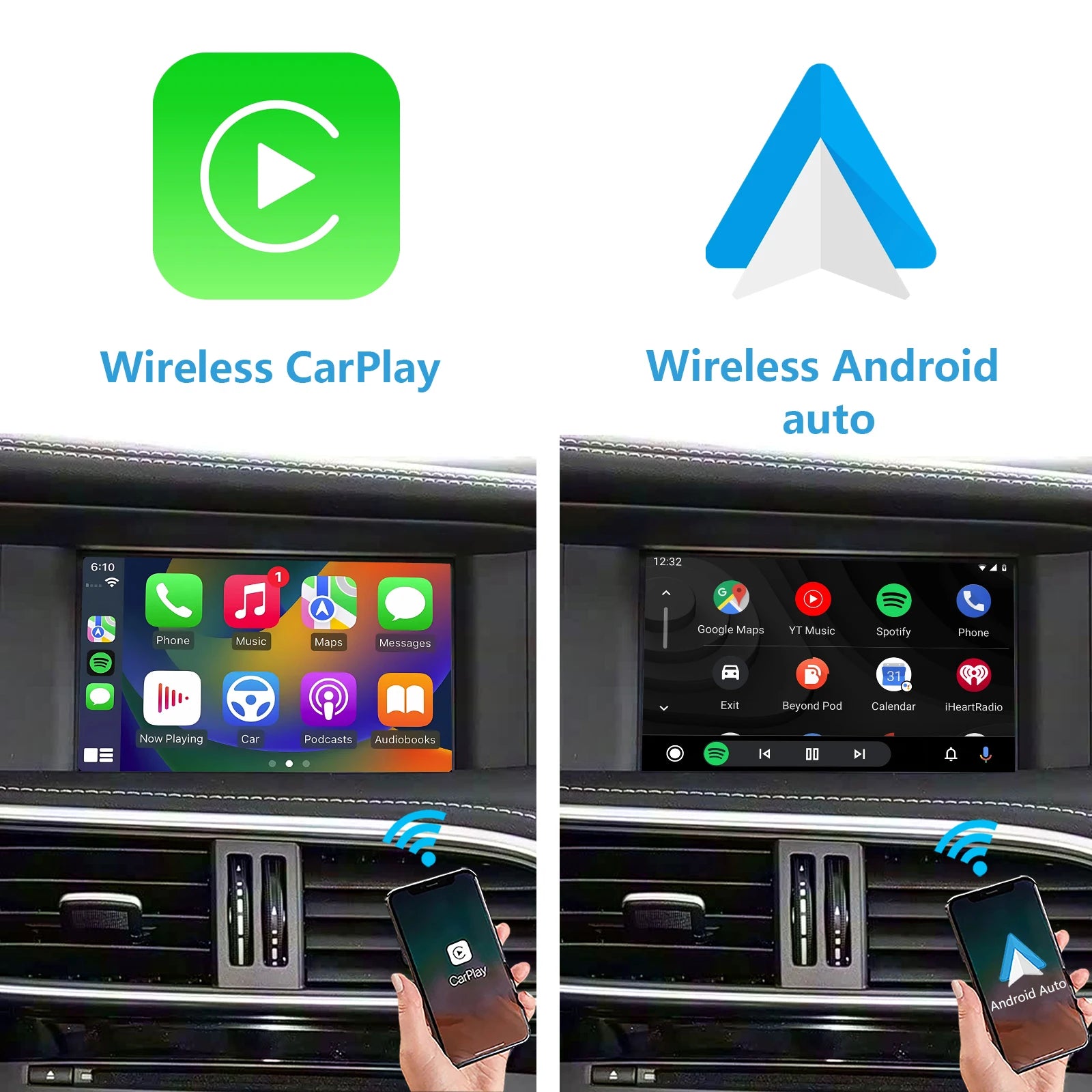 Wireless CarPlay & Android Auto for INFINITI QX30 Q30 2015-2018, Support OEM Bluetooth Audio, Steering Wheel, Mic and Camera