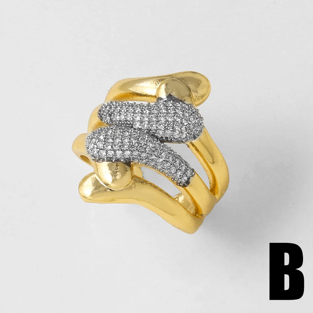 OCESRIO White Crystal Color Block Finger Statement Women Rings Copper Gold Plated Adjust Open Ring Women Fashion Jewelry righ49