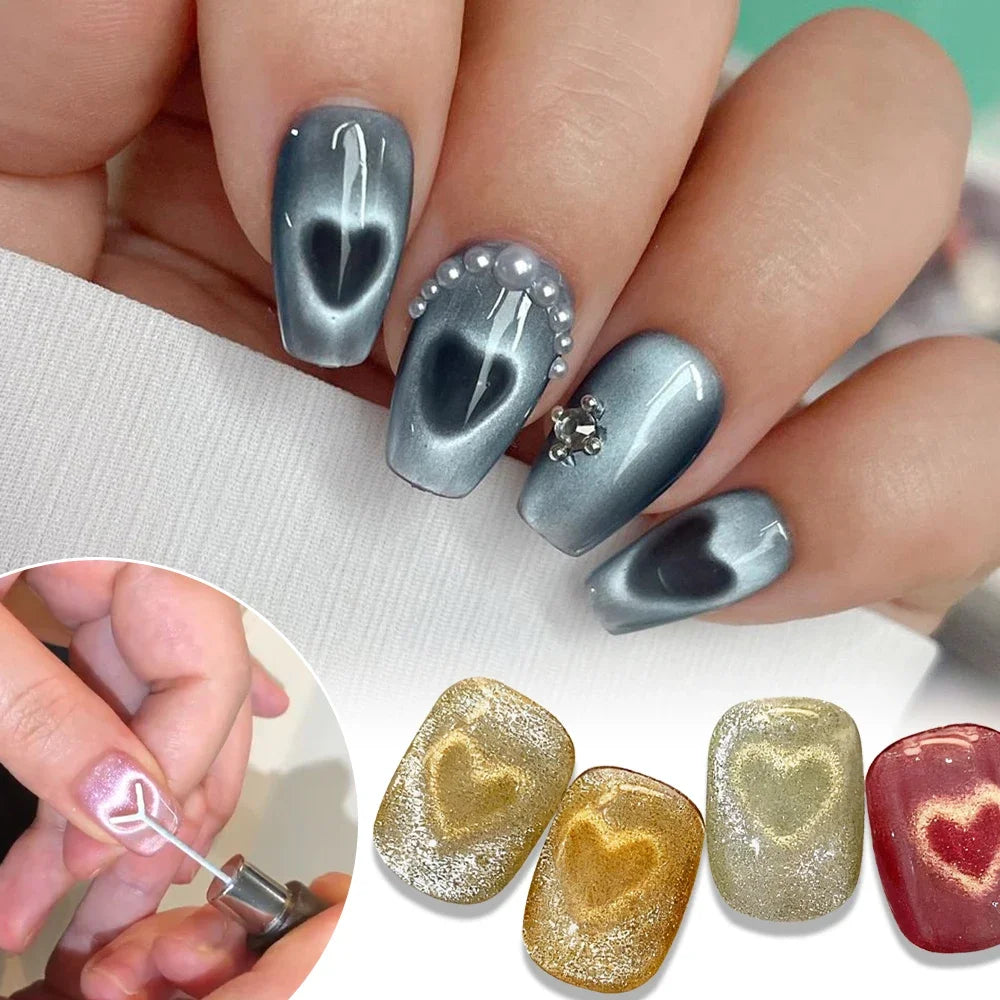 Heart Shaped Cat Eye Magnet Set Y Shaped Cat Eye Nail Art Tool Use With Magnet And Cat Eye Gel Polish DIY Nail Accessories