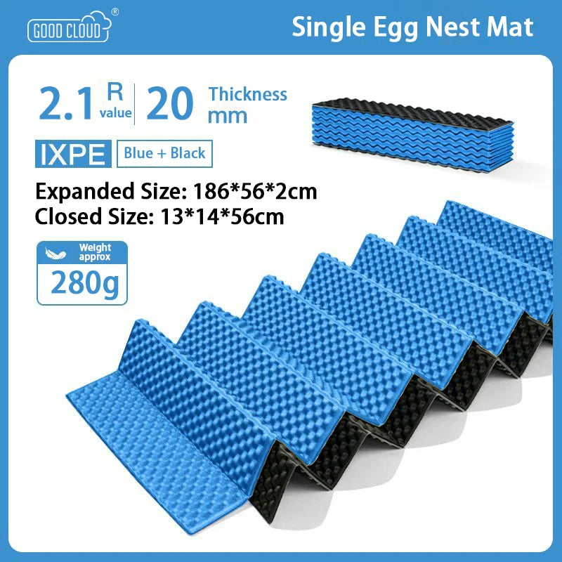IXPE Aluminum Film Egg Nest Mat Foldable Waterproof Camping Mat for 1-2 Person Hiking Travel Backpacking Widen Tent Sleeping Pad