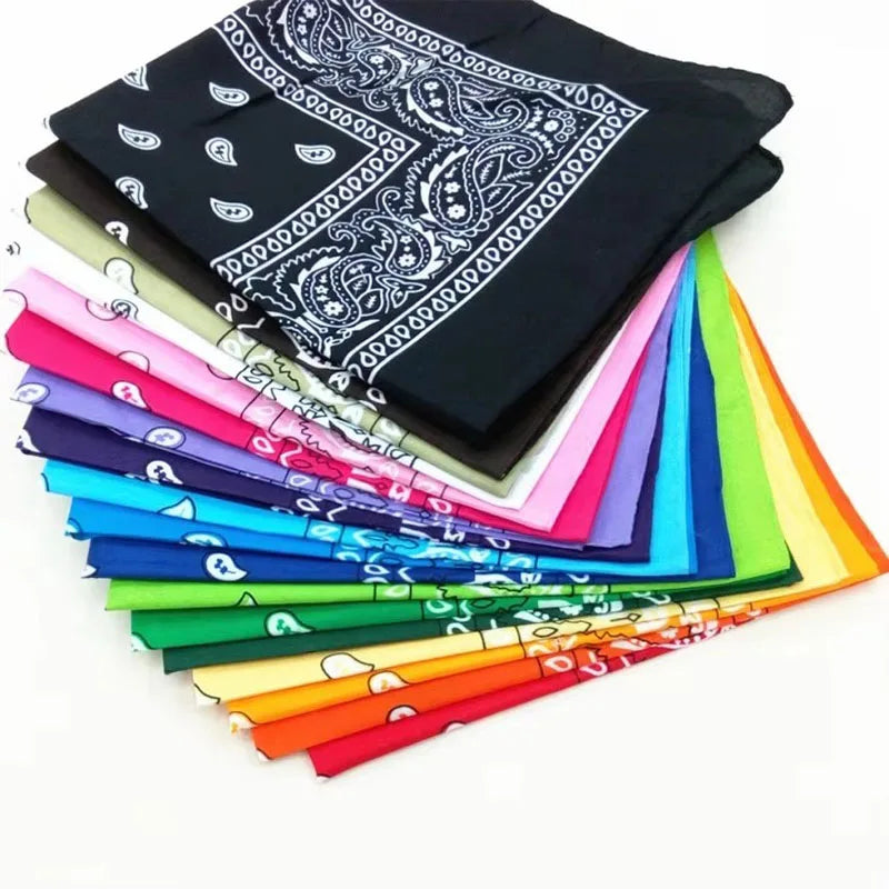 1/2/4PCS New Fashion Hip Hop 100% Cotton Bandana Square Scarf 55cm*55cm Black Red Paisley Headband Printed For Women/Men