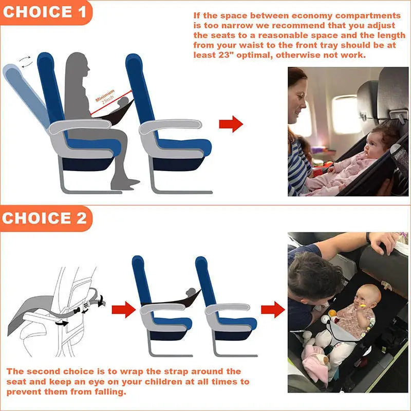 Travel Airplane Bed For Baby Pedals Bed Kids Airplane Seat Extender with Side Pocket Portable Foot Rest Hammock Car Sleep Crib