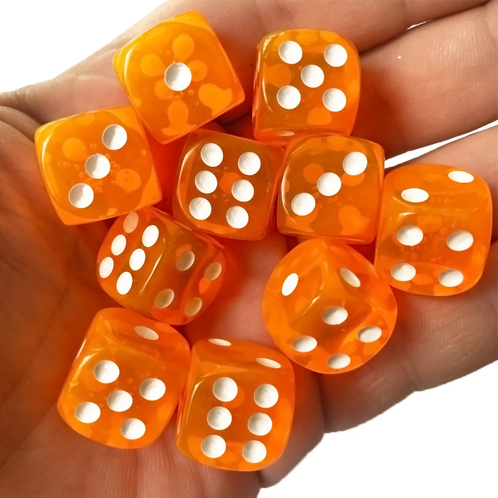 10pcs/Pack Transparent Acrylic Dice 16mm High Quality Multicolour #16 Round Corner Boutique Game Dices Cubes
