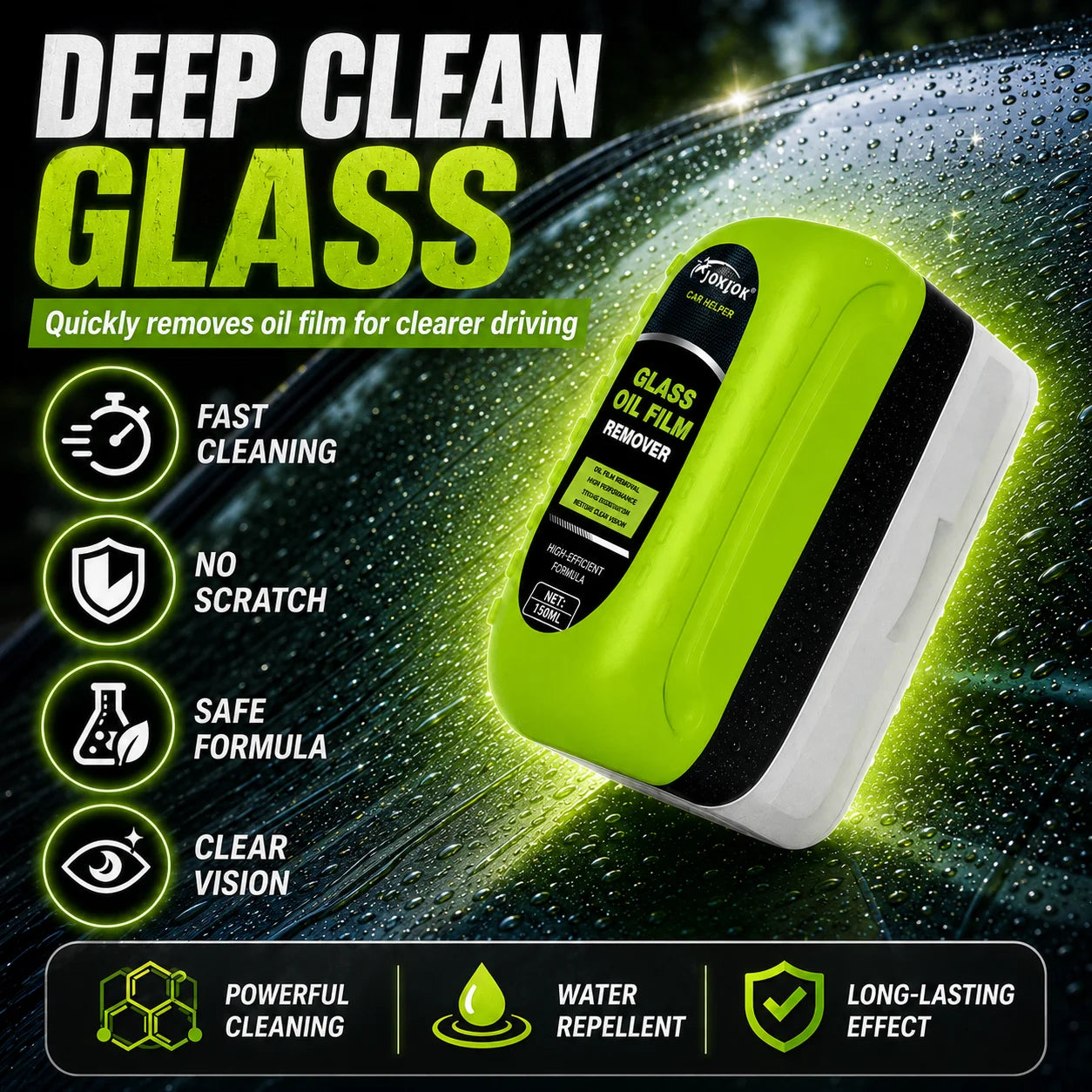 Car Glass Cleaner Cleaning Agent Powerful Windshield Cleaner Car Glass Sponge Cleaning Brush Water Spots Stain Auto Removal Oil