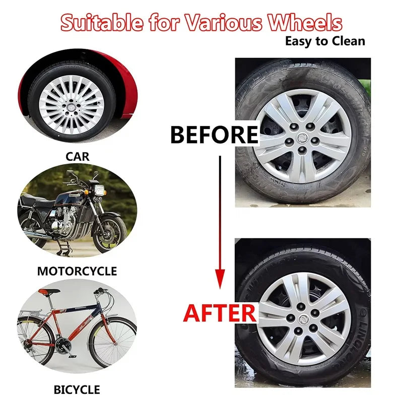 Car Wheel Brush Soft Bristle Tire Steel Ring Detail Cleaning Brush Tyre Alloy Soft Bristle Cleaner Car Washing Supplies Tool
