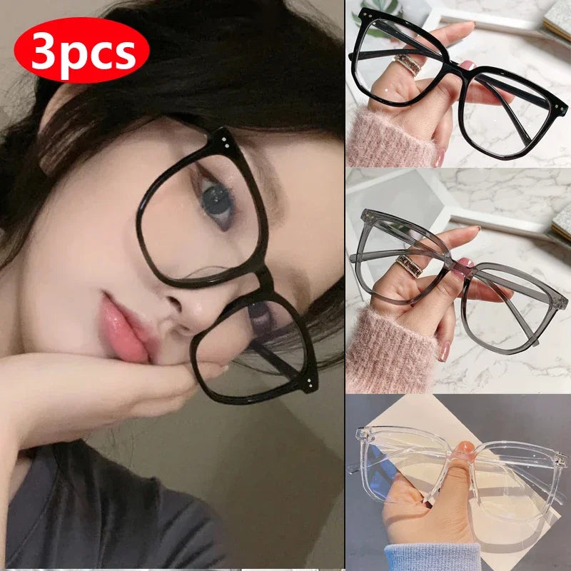 Hiking Camping 1/2/3pcs Anti-blue Light Glasses for Women Simple Regular Eyeglass Frame Finished Retro Flat Light Frame