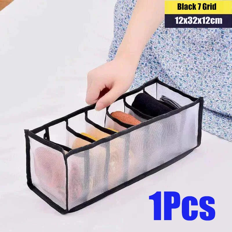 Underwear Drawer Organizer Storage Box Gruds Foldable Closet Organizers Trancparent Mesh Drawer Divider For Underpants Socks Bra