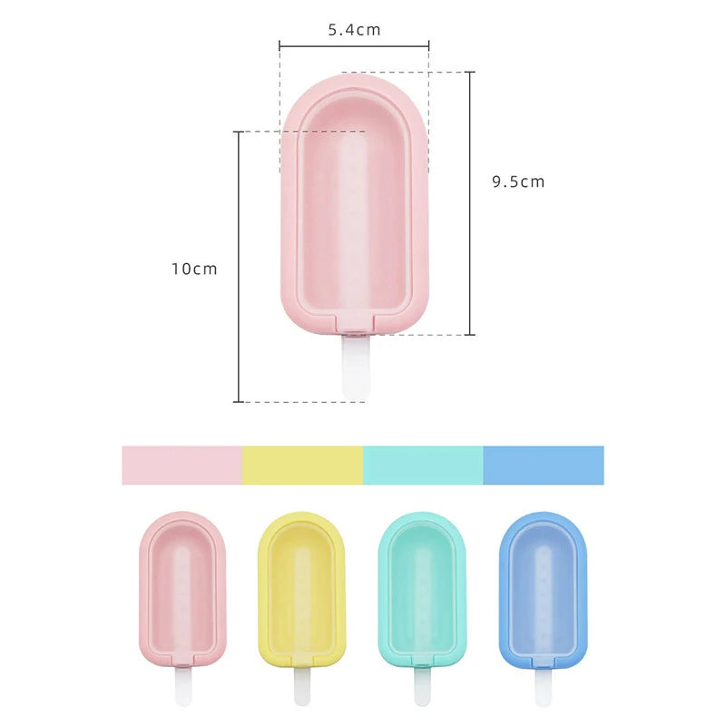 4Pcs Silicone Ice Lolly Moulds with Sticks Reusable Ice Cream Forms Popsicle Mold DIY Ice Cream Maker Ice Cube Mold Kitchen Tool