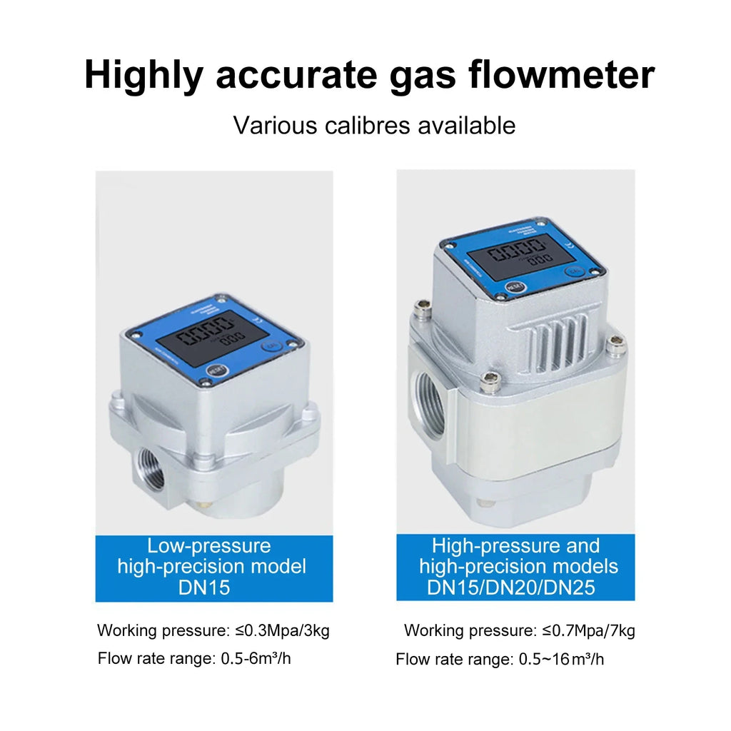 High Precision Gas Flow Meter Digital LCD Display Roots Flowmeter for Liquefied Natural Gas Oxygen Industry-Grade DN15/20/25