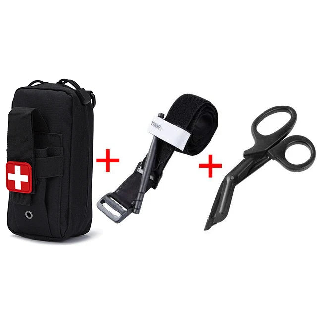First Aid Kit Tourniquet Medical Rescue EDC Pouch Gauze Scissors Molle Survival Tool For  Camping Hiking