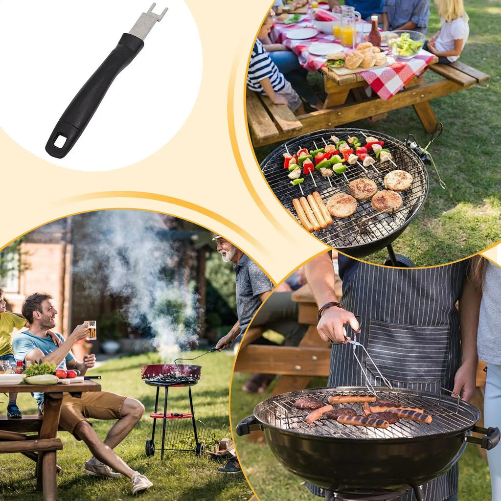 Stainless Steel Grill Grate Lifter Tool For Charcoal Grills BBQ Cooking Utensils For Backyard Barbecue Camping Picnic Travel
