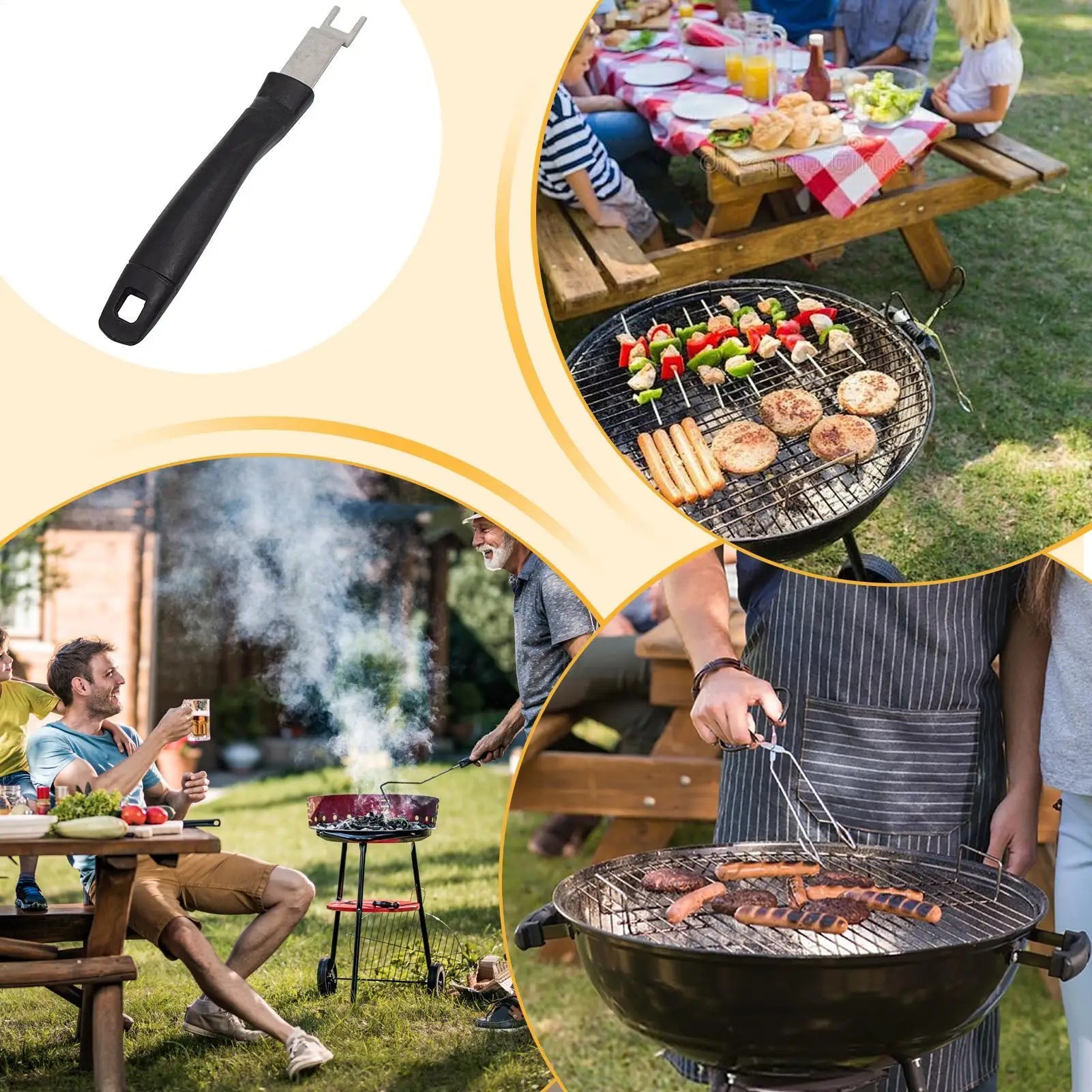 Stainless Steel Grill Grate Lifter Tool For Charcoal Grills BBQ Cooking Utensils For Backyard Barbecue Camping Picnic Travel