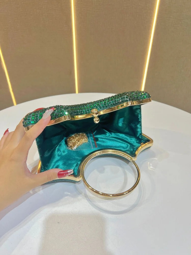 Elegant Diamond Embedded Women's Evening Bag Luxury Full Diamond Design Party Wedding Handbag Wallet Mobile Pocket Crossbody Bag
