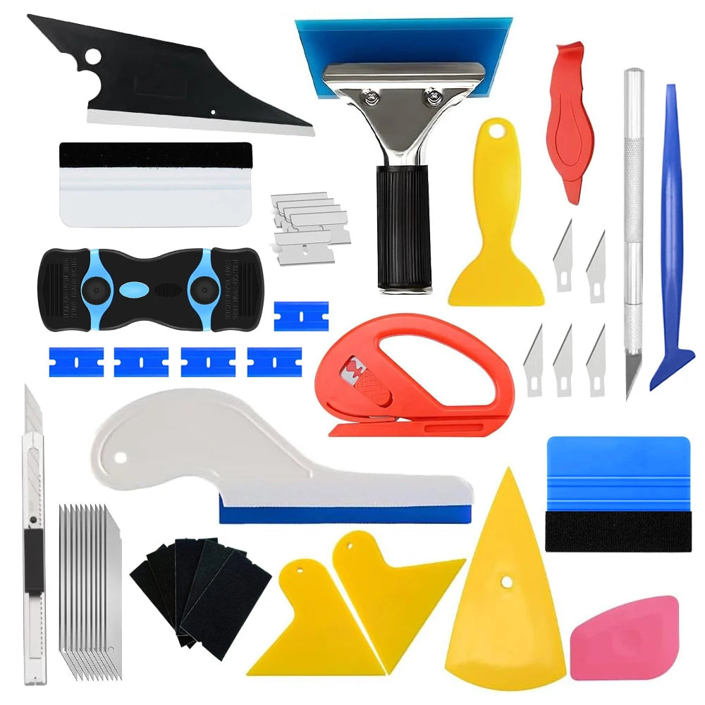 NeoWrap Car Window Tint Tools Kit Vehicle Glass Protective Film Vinyl Scraper/Felt Squeegee/Cutter with Blade Vinyl Wrap Tool ﻿