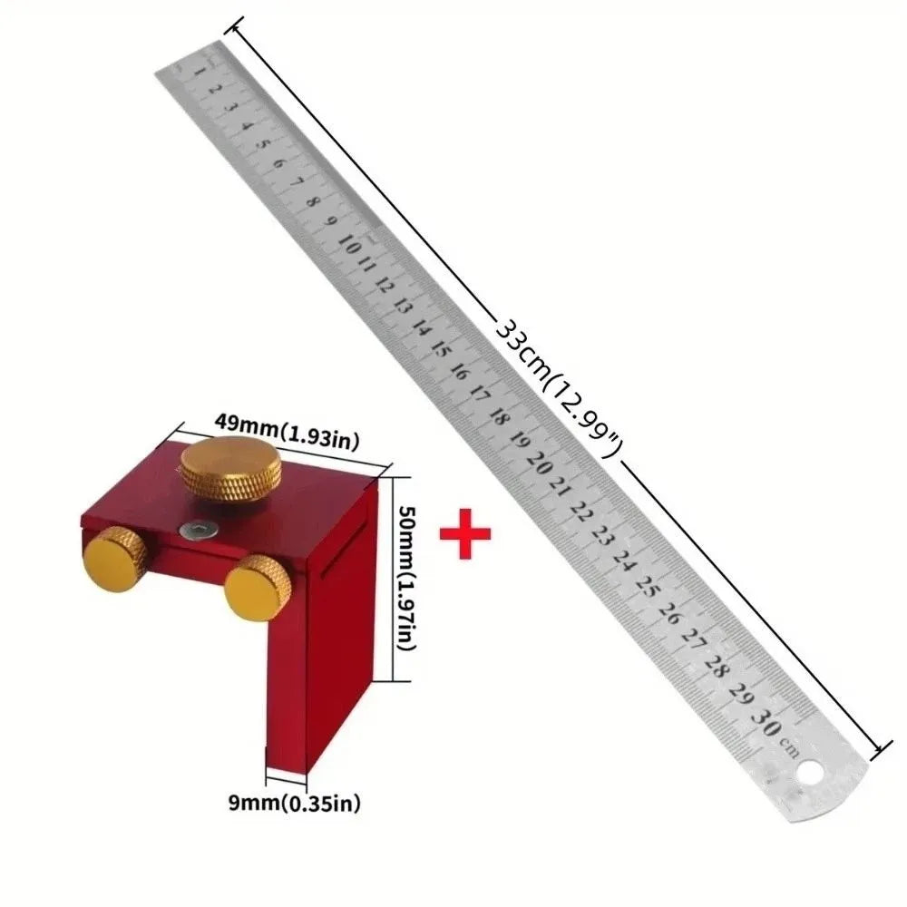 T-Type Woodworking Scriber Precision Marking Gauge Scribing Positioning Block Alloy Adjustable Scribing Ruler