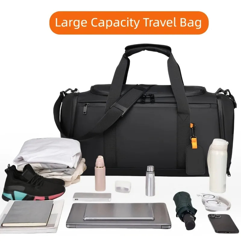 Large Capacity Travel Bag,Portable Overnight Duffel Bag,Sport Fitness Bag with Multiple Compartments And Shoe Compartment