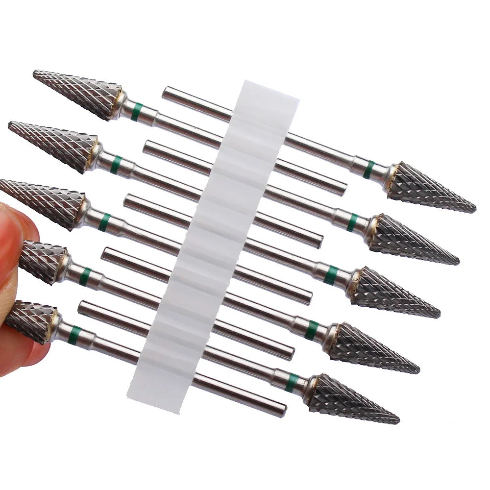 10pc Carbide Manicure Drills Nail Drill Bits Set Milling Cutters Kits Gel Polish Remover Files Electric Burr Tools Accesstries