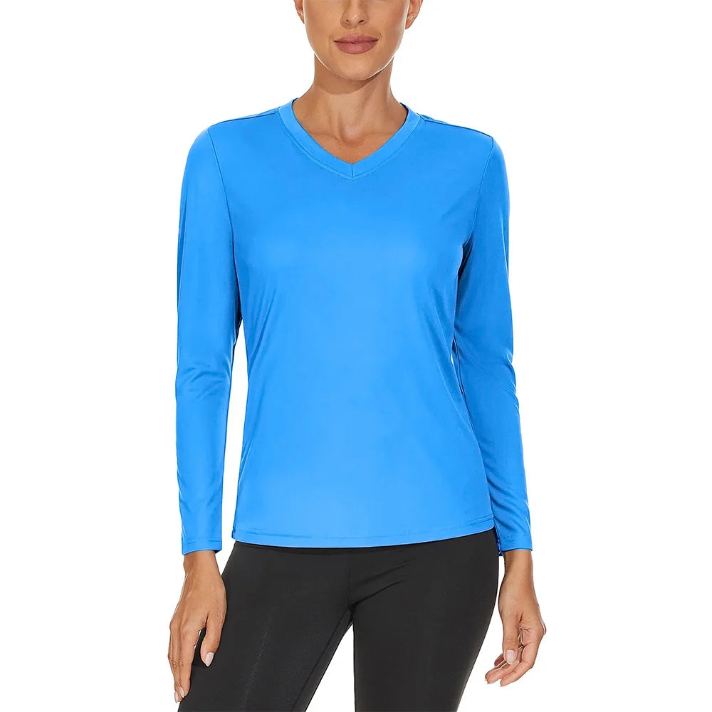 KEFITEVD UPF 50+ Women Long Sleeve T-shirts UV Sun Protection Outdoor Sport T Shirt Moisture Wicking Camping Hiking T-Shirts Tee