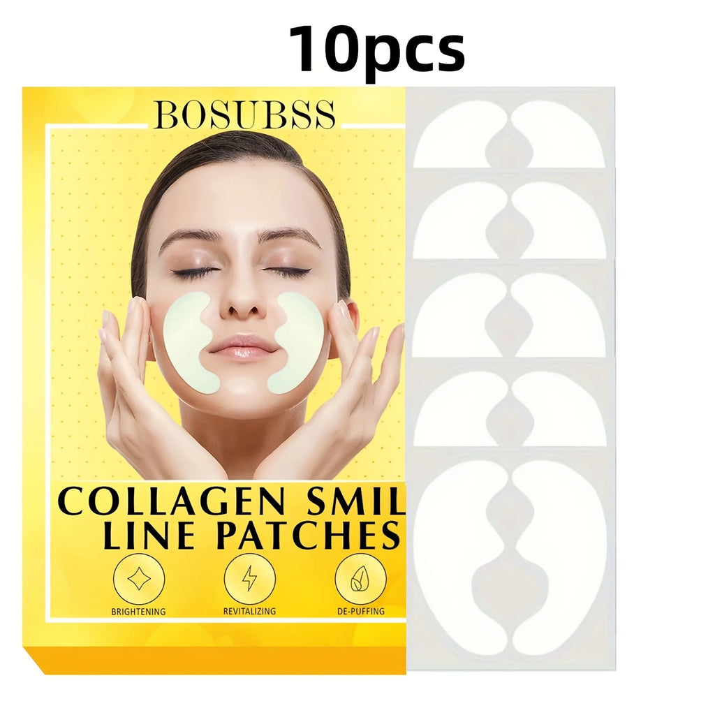 10 Pcs Collagen Smile Line Patches: Firming, Wrinkle Smoothing & Fragrance-Free Skin Care, Suitable for All Skin Types