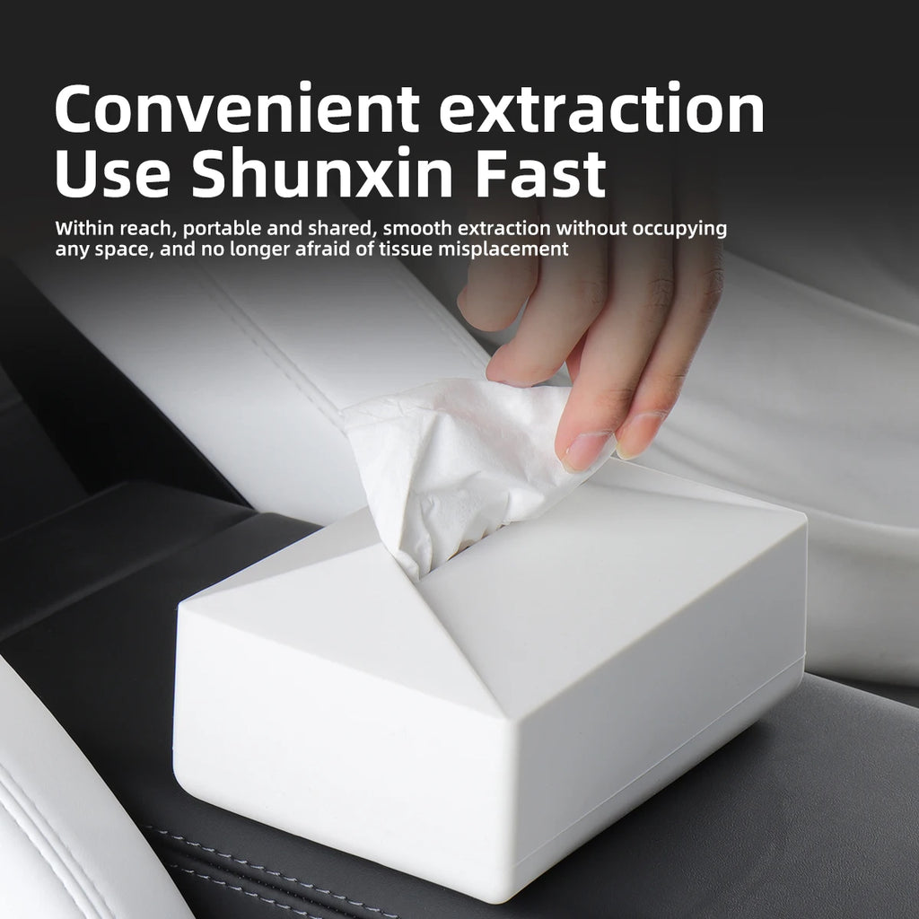 LUCKEASY for Tesla Model Y 3 X S Seat Back Hanging Silicone Car Tissue Box Tissue Holder Box With Fix Strap Auto Accessories