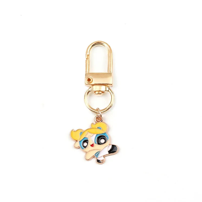6pcs alloy drip oil cartoon girl keychain, suitable for bag hanging accessories, the best choice for gifts