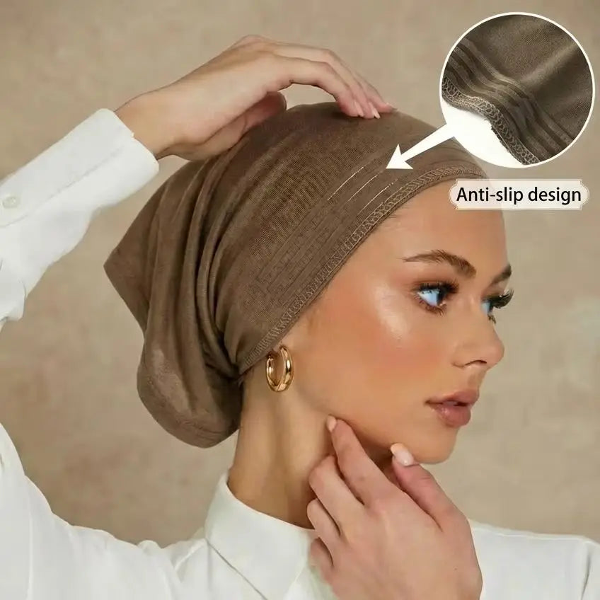 Ramadan Women Cotton Modal Anti-slip Hijab Undercap Solid Turban tube Elastic Tie Back Muslim Hair Bonnet Jersey Hijab Bandana