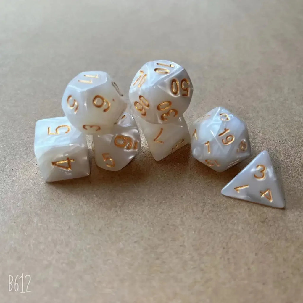 7pcs/set Colorful Pearl Pattern Polyhedral Dice Number Dice Kit for DND PRTG RPG Running Team Table Board Game Dnd Dice Set